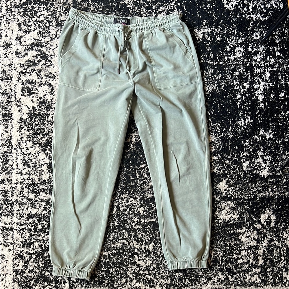 Green Joggers with Drawstring Waist